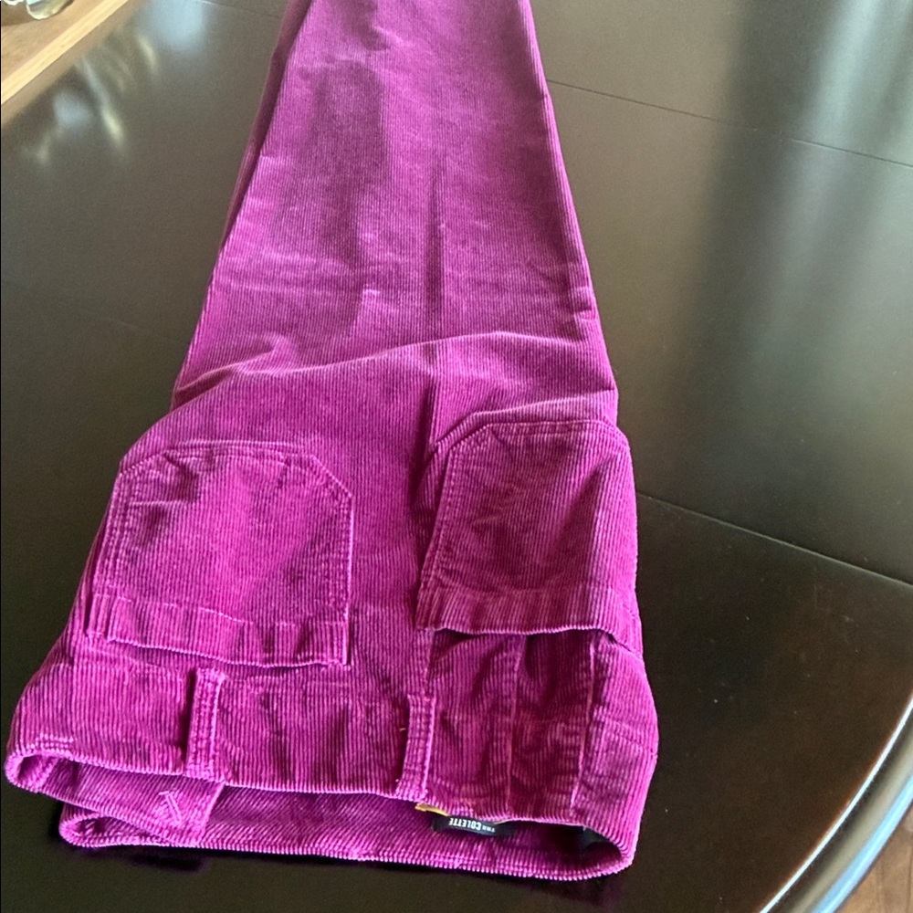 Anthropologie High-Rise Wide-Leg Velvet Pants - Deep Magenta - Picture 6 of 13